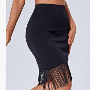 Women’s Black Tassel Mini Skirt Size S
